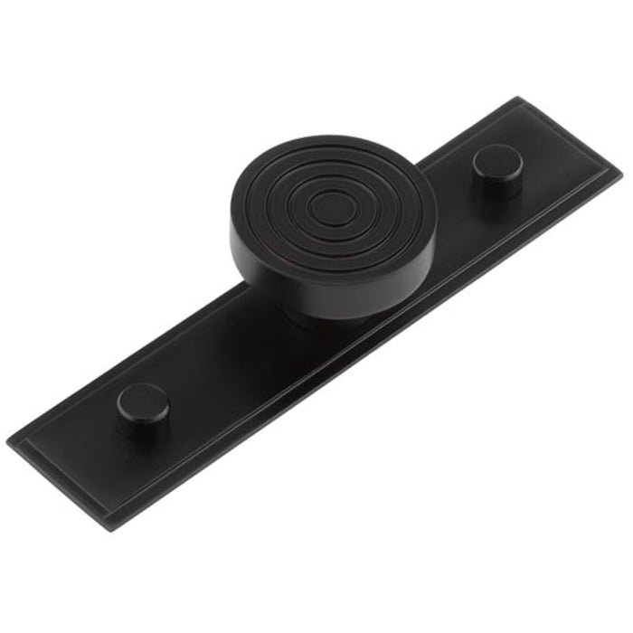 Elegant 40mm Black Stepped Cupboard Knob with Brass Backplate Kitchen Cabinet Knob