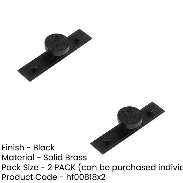 PACK Elegant 40mm Black Stepped Cupboard Knob with Brass Backplate Kitchen Cabinet Knob (1)-1