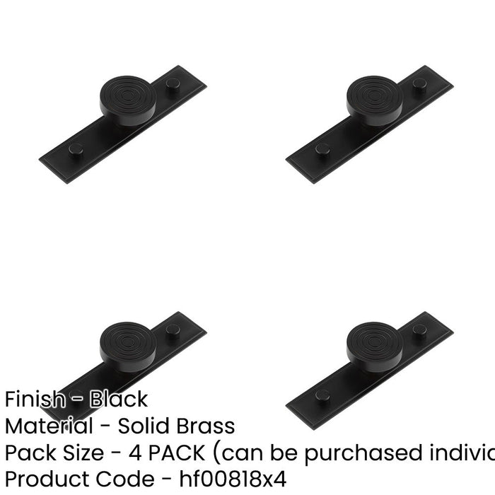 PACK Elegant 40mm Black Stepped Cupboard Knob with Brass Backplate Kitchen Cabinet Knob-1