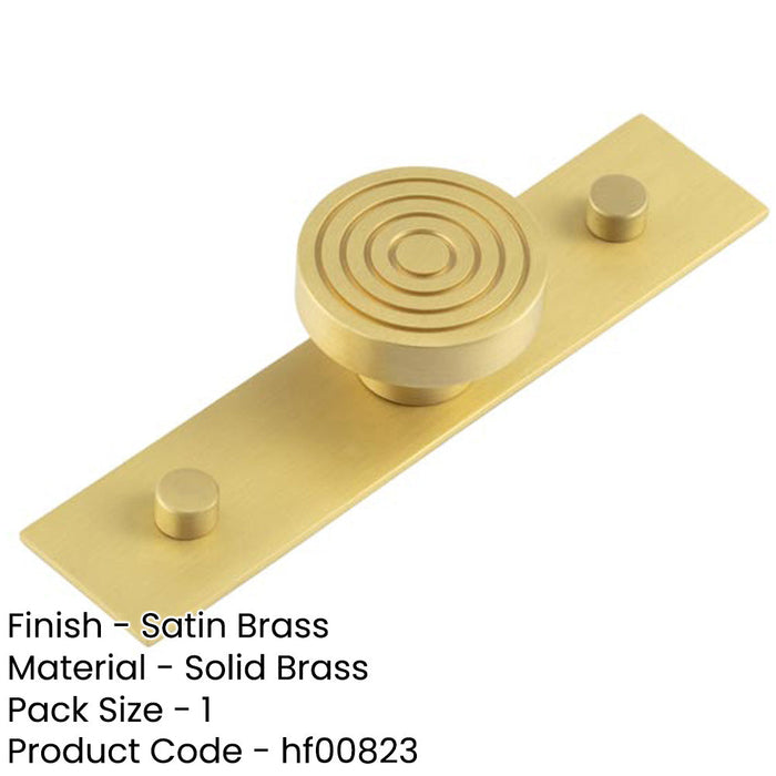 Elegant Satin Brass Cupboard Knob with 40mm Plain Backplate Kitchen Cabinet Knob-1