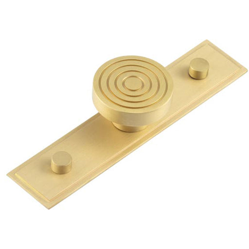 Elegant 40mm Satin Brass Cupboard Knob with Stepped Backplate Kitchen Cabinet Knob