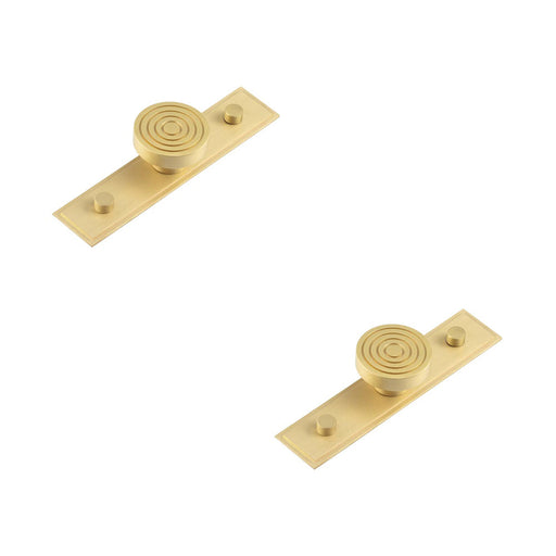 PACK Elegant 40mm Satin Brass Cupboard Knob with Stepped Backplate Kitchen Cabinet Knob (1)