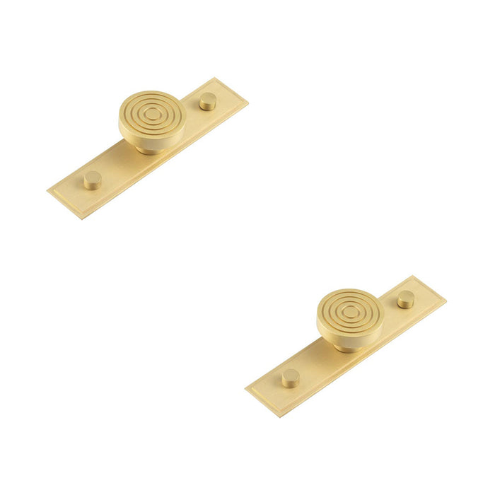 PACK Elegant 40mm Satin Brass Cupboard Knob with Stepped Backplate Kitchen Cabinet Knob (1)
