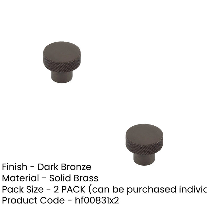 PACK 30mm Dark Bronze Cupboard Knob Elegant Diamond Knurled Design Kitchen Cabinet Knob (1)-1