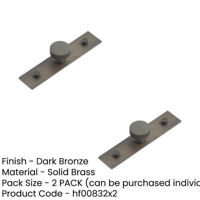 PACK 30mm Dark Bronze Cupboard Knob with Plain Backplate Kitchen Cabinet Knob (1)-1