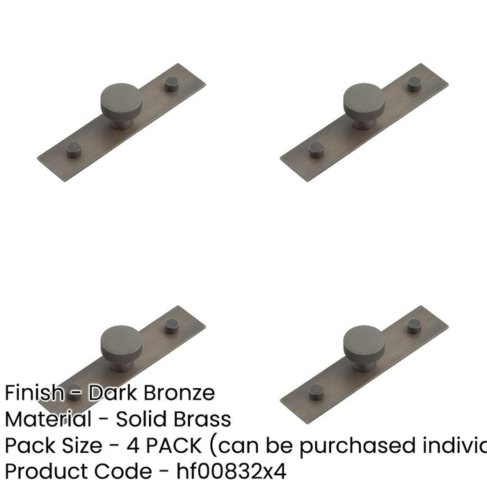 PACK 30mm Dark Bronze Cupboard Knob with Plain Backplate Kitchen Cabinet Knob-1