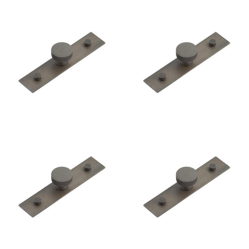 PACK 30mm Dark Bronze Cupboard Knob with Plain Backplate Kitchen Cabinet Knob