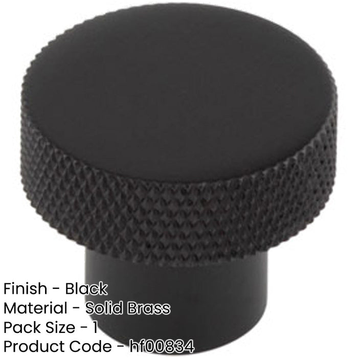 Stylish 30mm Black Diamond Knurled Cupboard Knob Modern Interiors Kitchen Cabinet Knob-1