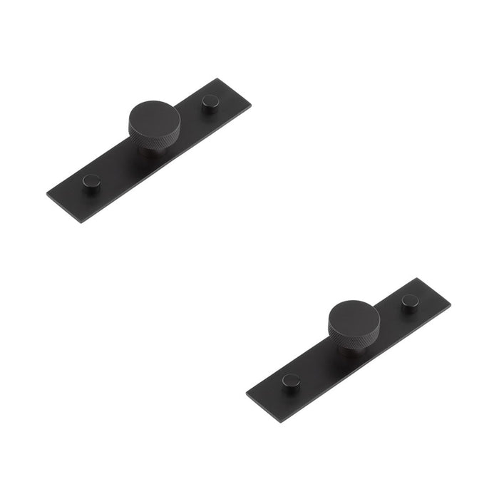 PACK Stylish Matt Black Cupboard Knob with 30mm Plain Backplate Kitchen Cabinet Knob (1)