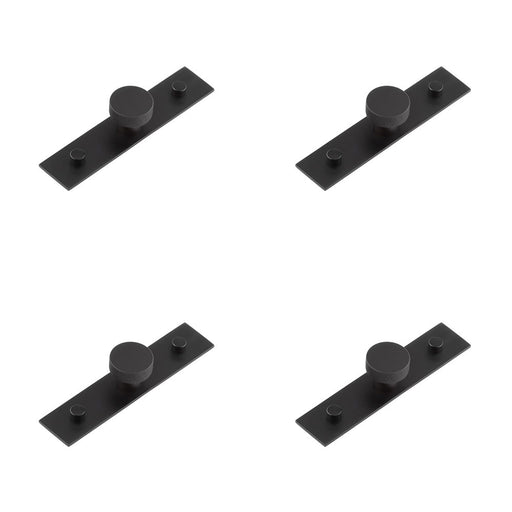 PACK Stylish Matt Black Cupboard Knob with 30mm Plain Backplate Kitchen Cabinet Knob