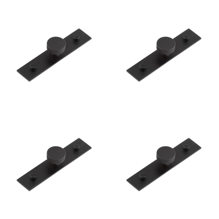 PACK Stylish Matt Black Cupboard Knob with 30mm Plain Backplate Kitchen Cabinet Knob