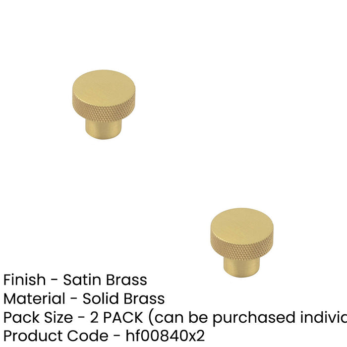 PACK 30mm Satin Brass Cupboard Knob with Unique Diamond Knurling Kitchen Cabinet Knob (1)-1