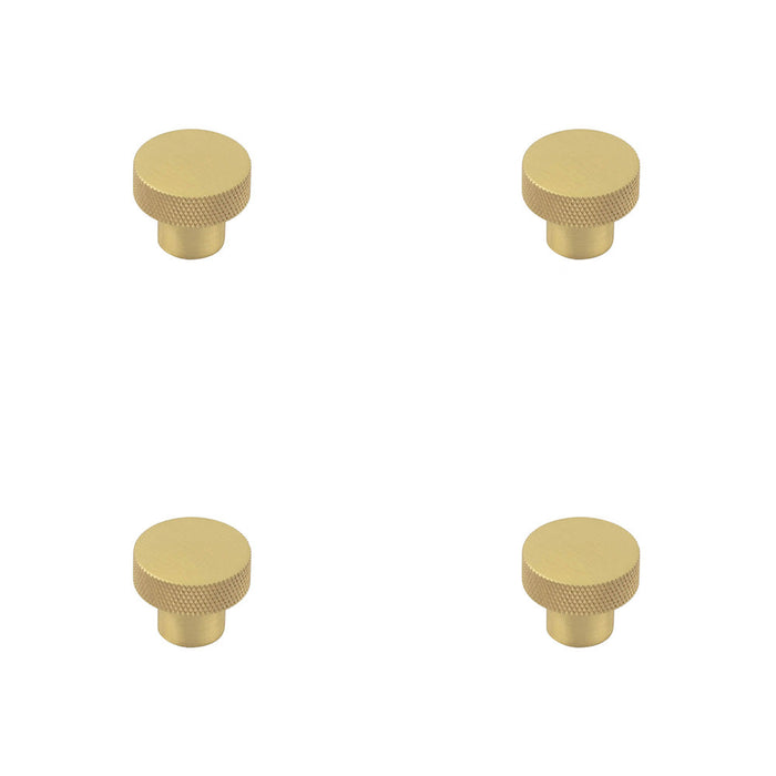 PACK 30mm Satin Brass Cupboard Knob with Unique Diamond Knurling Kitchen Cabinet Knob