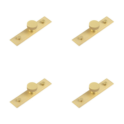 PACK Elegant Satin Brass Cupboard Knob with Stepped Backplate 30mm Design Kitchen Cabinet Knob