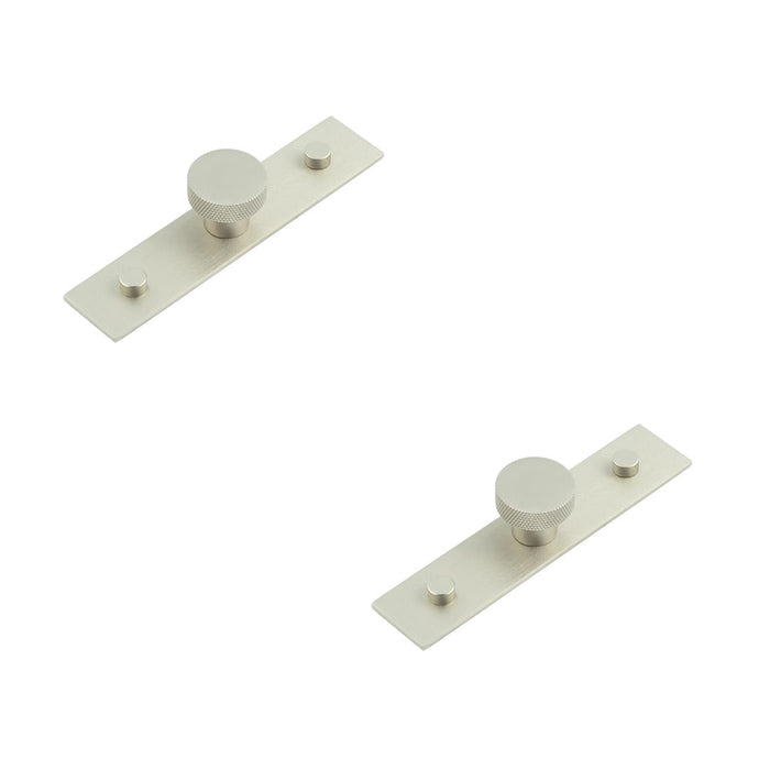 PACK 30mm Satin Nickel Cupboard Knob with Plain Backplate Modern Interiors Kitchen Cabinet Knob (1)