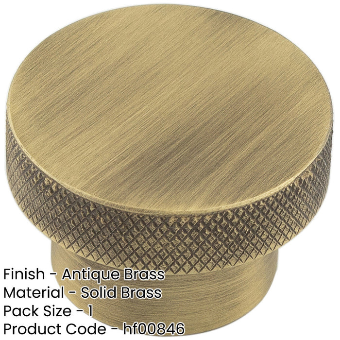 Antique Brass 40mm Diamond Knurled Cupboard Knob Modern Interiors Kitchen Cabinet Knob-1