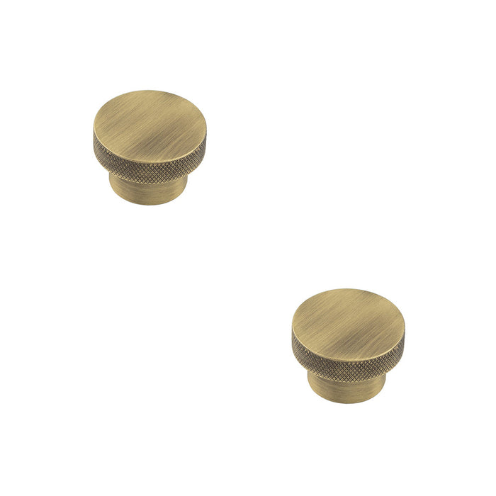 PACK Antique Brass 40mm Diamond Knurled Cupboard Knob Modern Interiors Kitchen Cabinet Knob (1)