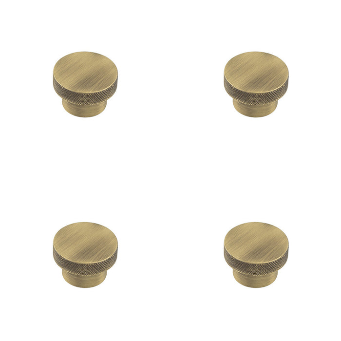 PACK Antique Brass 40mm Diamond Knurled Cupboard Knob Modern Interiors Kitchen Cabinet Knob