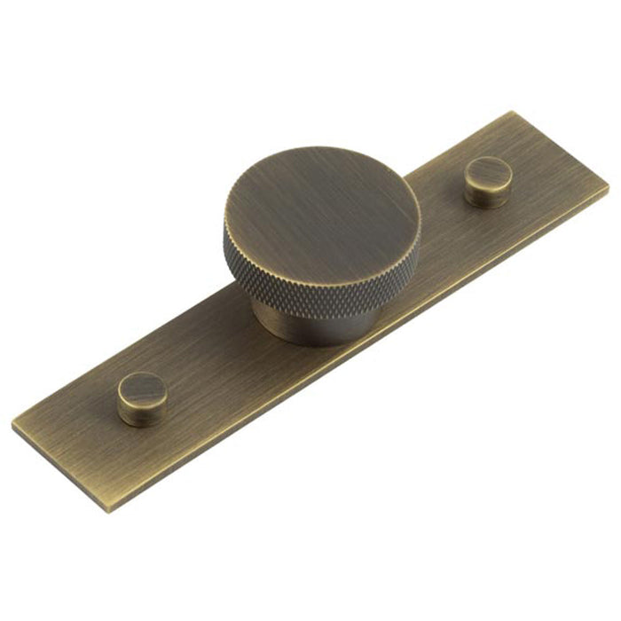 Antique Brass Cupboard Knob with Plain Backplate 40mm Size Kitchen Cabinet Knob