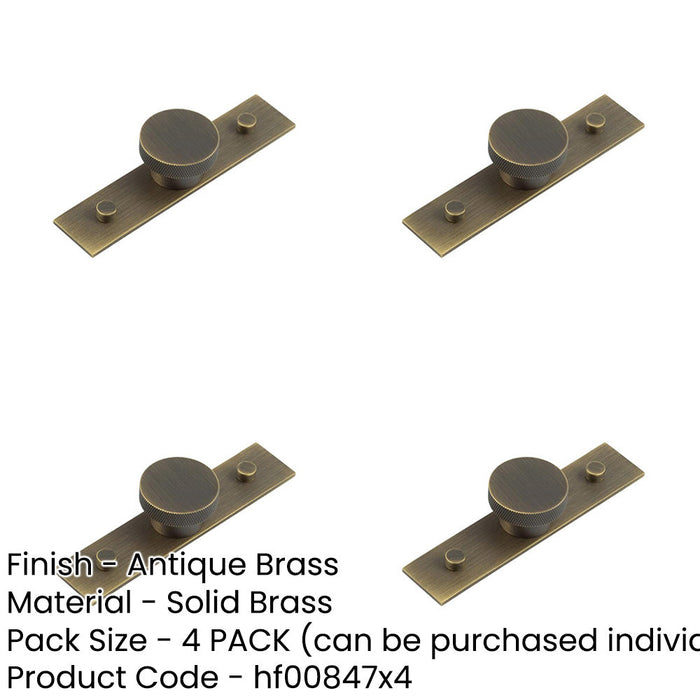 PACK Antique Brass Cupboard Knob with Plain Backplate 40mm Size Kitchen Cabinet Knob-1