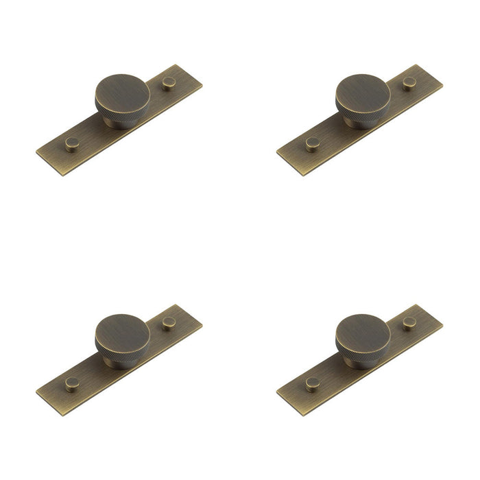 PACK Antique Brass Cupboard Knob with Plain Backplate 40mm Size Kitchen Cabinet Knob