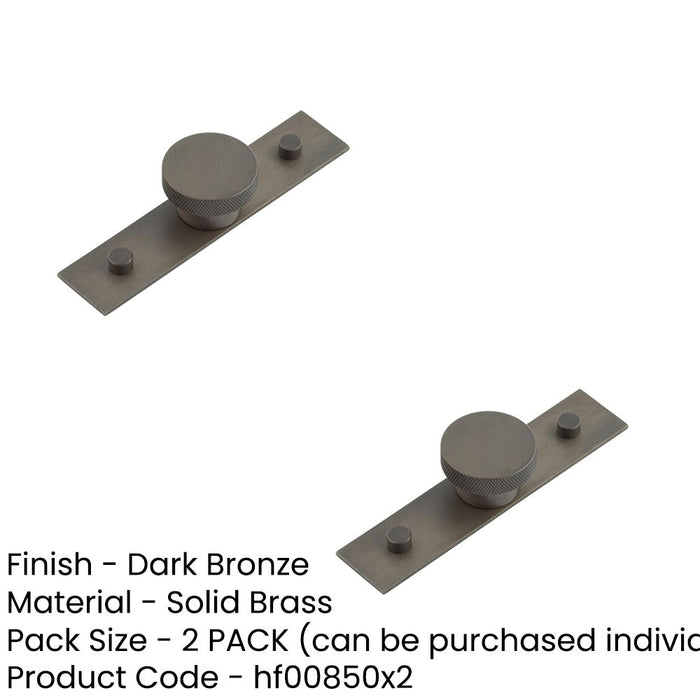PACK Stylish 40mm Dark Bronze Cupboard Knob with Plain Backplate Kitchen Cabinet Knob (1)-1