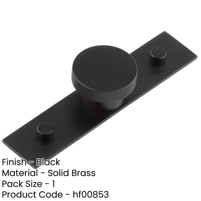 Stylish 40mm Matt Black Cupboard Knob with Plain Backplate Kitchen Cabinet Knob-1