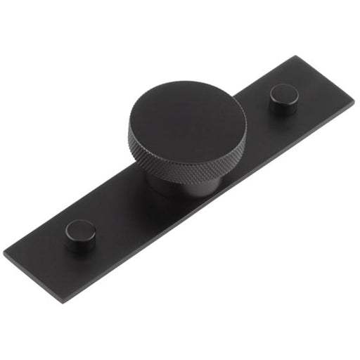 Stylish 40mm Matt Black Cupboard Knob with Plain Backplate Kitchen Cabinet Knob