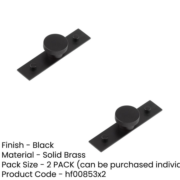 PACK Stylish 40mm Matt Black Cupboard Knob with Plain Backplate Kitchen Cabinet Knob (1)-1