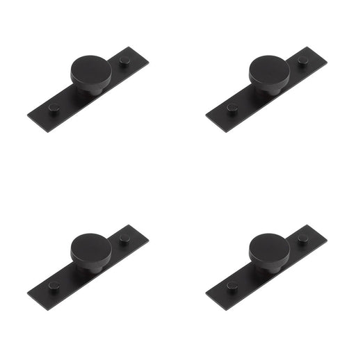 PACK Stylish 40mm Matt Black Cupboard Knob with Plain Backplate Kitchen Cabinet Knob