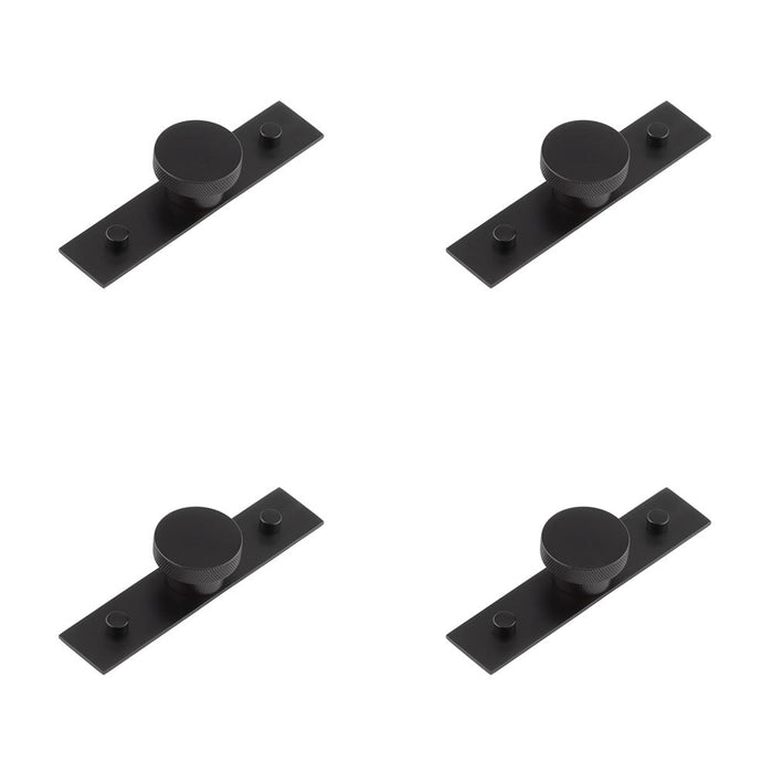 PACK Stylish 40mm Matt Black Cupboard Knob with Plain Backplate Kitchen Cabinet Knob