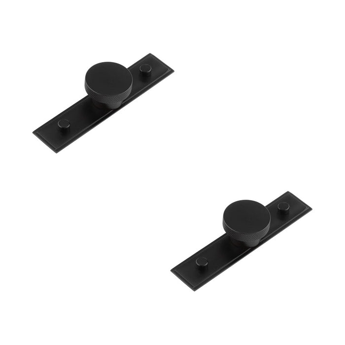 PACK Modern Matt Black Cupboard Knob with Stepped Backplate 40mm Kitchen Cabinet Knob (1)