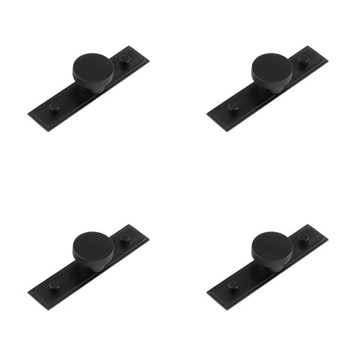 PACK Modern Matt Black Cupboard Knob with Stepped Backplate 40mm Kitchen Cabinet Knob