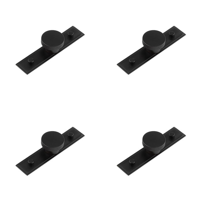 PACK Modern Matt Black Cupboard Knob with Stepped Backplate 40mm Kitchen Cabinet Knob