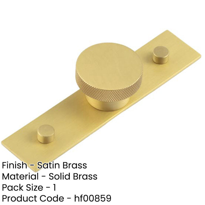 Satin Brass Cupboard Knob with 40mm Plain Backplate Modern Solid Brass Design Kitchen Cabinet Knob-1
