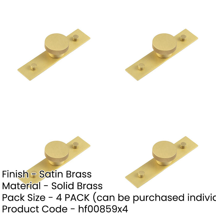 PACK Satin Brass Cupboard Knob with 40mm Plain Backplate Modern Solid Brass Design Kitchen Cabinet Knob-1