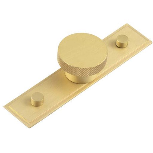 Stylish 40mm Satin Brass Cupboard Knob with Stepped Backplate Kitchen Cabinet Knob