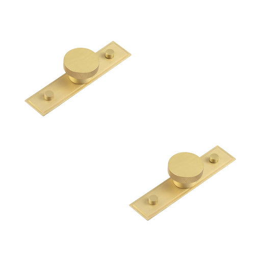 PACK Stylish 40mm Satin Brass Cupboard Knob with Stepped Backplate Kitchen Cabinet Knob (2)