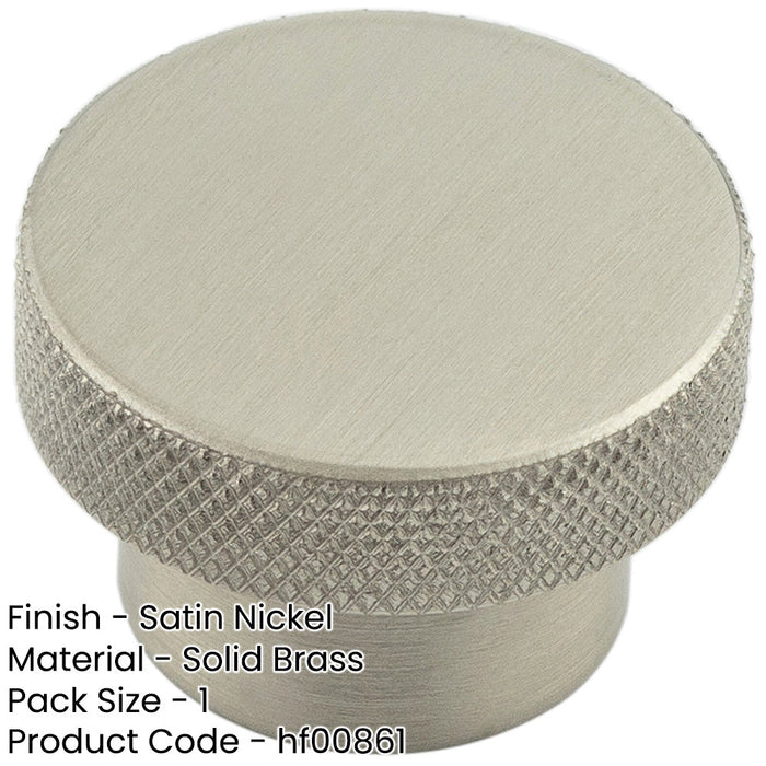 Modern Satin Nickel Cupboard Knob 40mm Diamond Knurled Design Kitchen Cabinet Knob-1