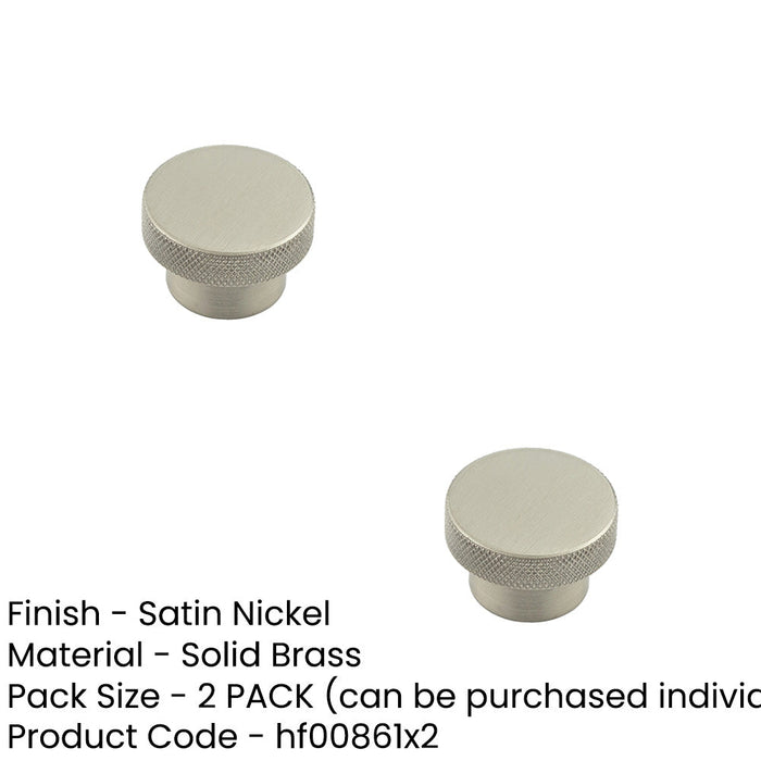 PACK Modern Satin Nickel Cupboard Knob 40mm Diamond Knurled Design Kitchen Cabinet Knob (1)-1