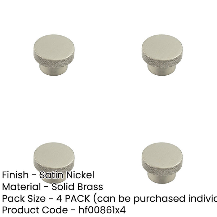 PACK Modern Satin Nickel Cupboard Knob 40mm Diamond Knurled Design Kitchen Cabinet Knob-1