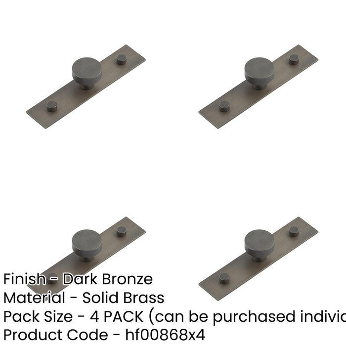 PACK Stylish 30mm Dark Bronze Cupboard Knob with Plain Backplate Kitchen Cabinet Knob-1