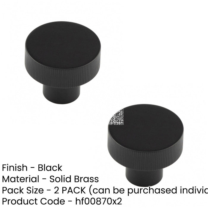 PACK Stylish 30mm Black Knob Cupboards Kitchen Cabinet Knob (1)-1