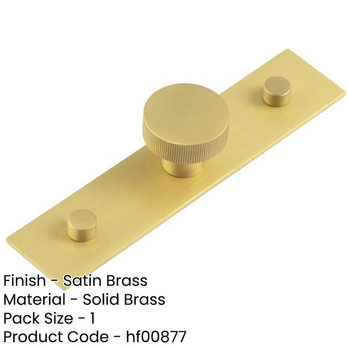 Satin Brass Cupboard Knob with Backplate 30mm Knurling Design Kitchen Cabinet Knob-1