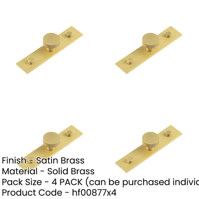 PACK Satin Brass Cupboard Knob with Backplate 30mm Knurling Design Kitchen Cabinet Knob-1