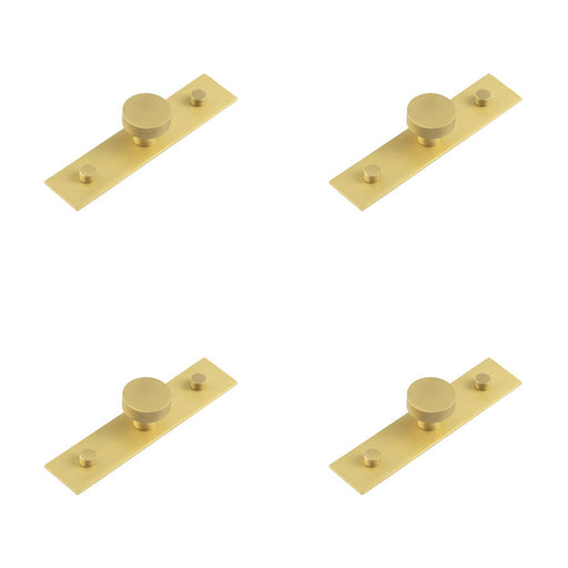 PACK Satin Brass Cupboard Knob with Backplate 30mm Knurling Design Kitchen Cabinet Knob