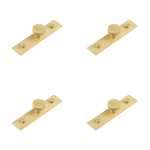 PACK Elegant Satin Brass Cupboard Knob with Stepped Backplate 30mm Kitchen Cabinet Knob