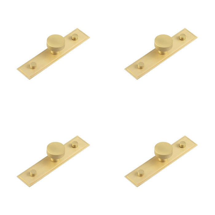 PACK Elegant Satin Brass Cupboard Knob with Stepped Backplate 30mm Kitchen Cabinet Knob