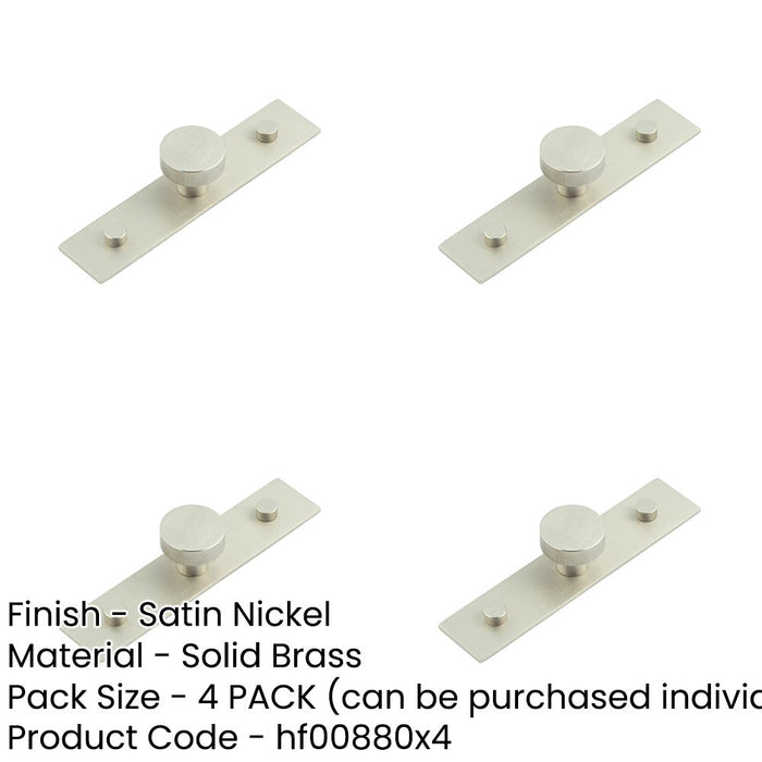 PACK 30mm Satin Nickel Cupboard Knob with Stylish Backplate Kitchen Cabinet Knob-1