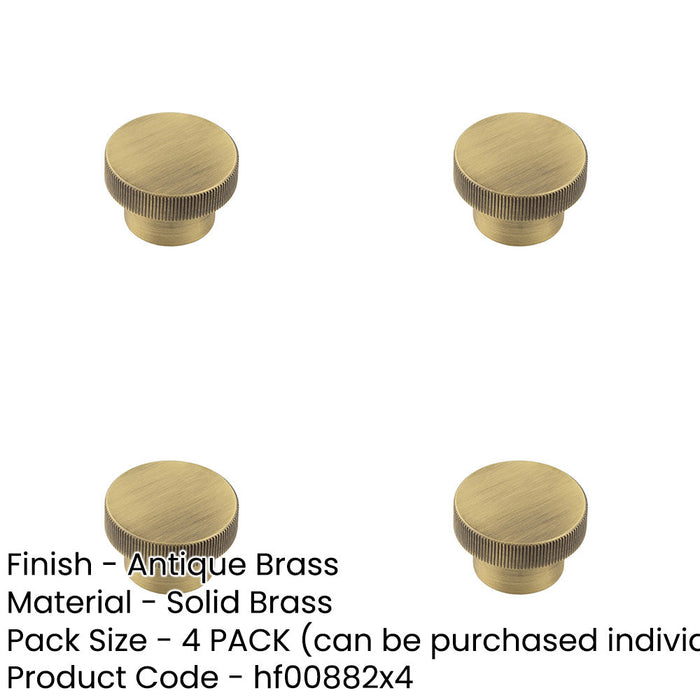 PACK 40mm Antique Brass Cupboard Knob with Elegant Knurling Design Kitchen Cabinet Knob-1
